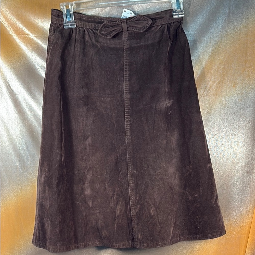 Vintage faux suede 70’s says size 8 but modern s. 26” waist H1 Brown‎ Skirt